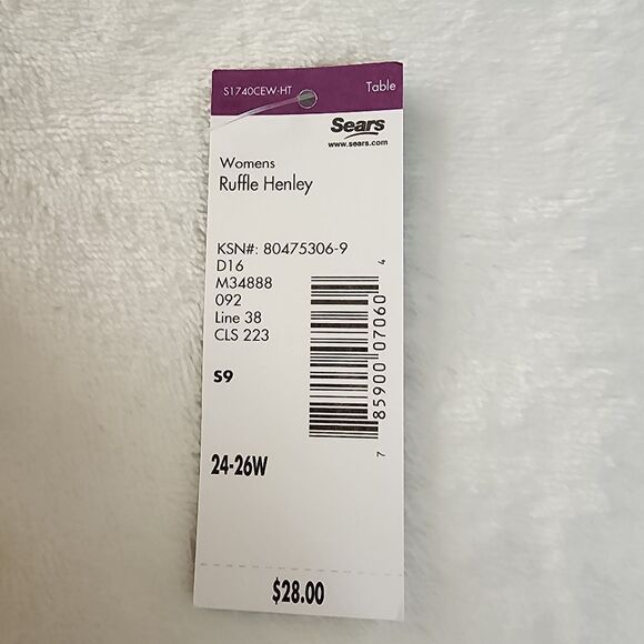 Classic Elements NWT White 3/4 Sleeve Ruffled Bodice With Buttons Size 24-26W - Picture 7 of 7